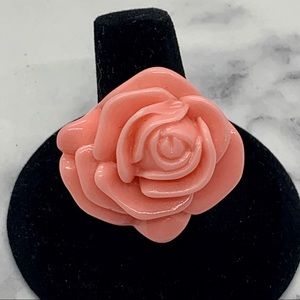 Pink/Coral Acrylic Rose Ring Size 7.5